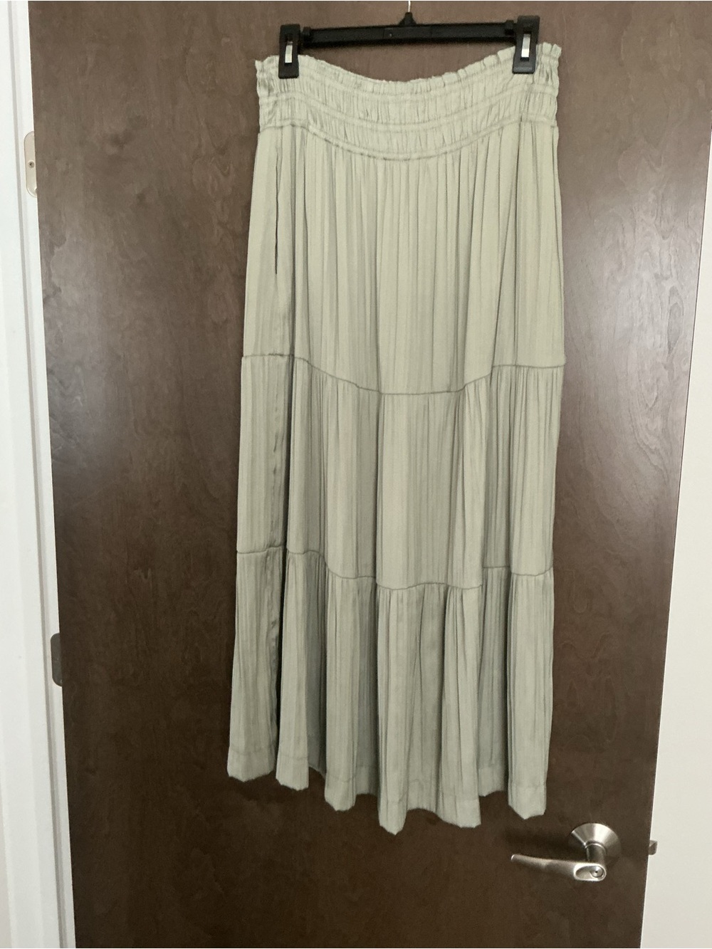 Anthropologie Sage Green Tiered Maxi Skirt